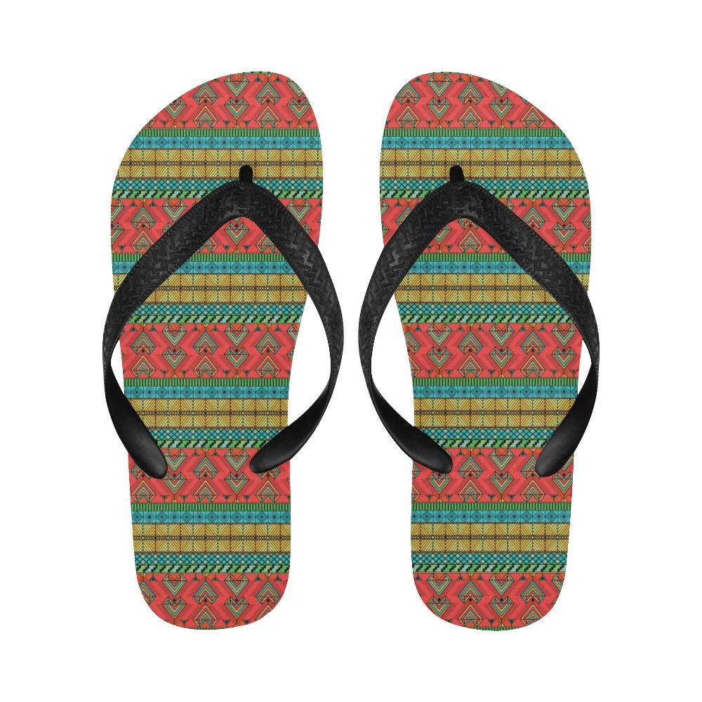 African Colorful Zigzag Print Pattern Flip Flops-JTAMIGO.COM