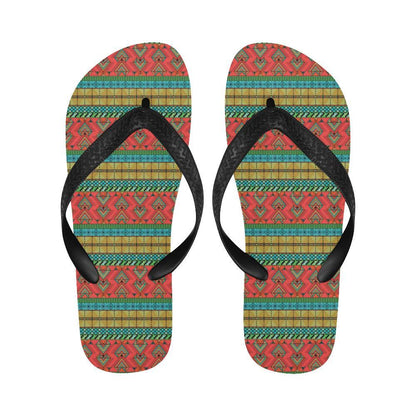 African Colorful Zigzag Print Pattern Flip Flops-JTAMIGO.COM