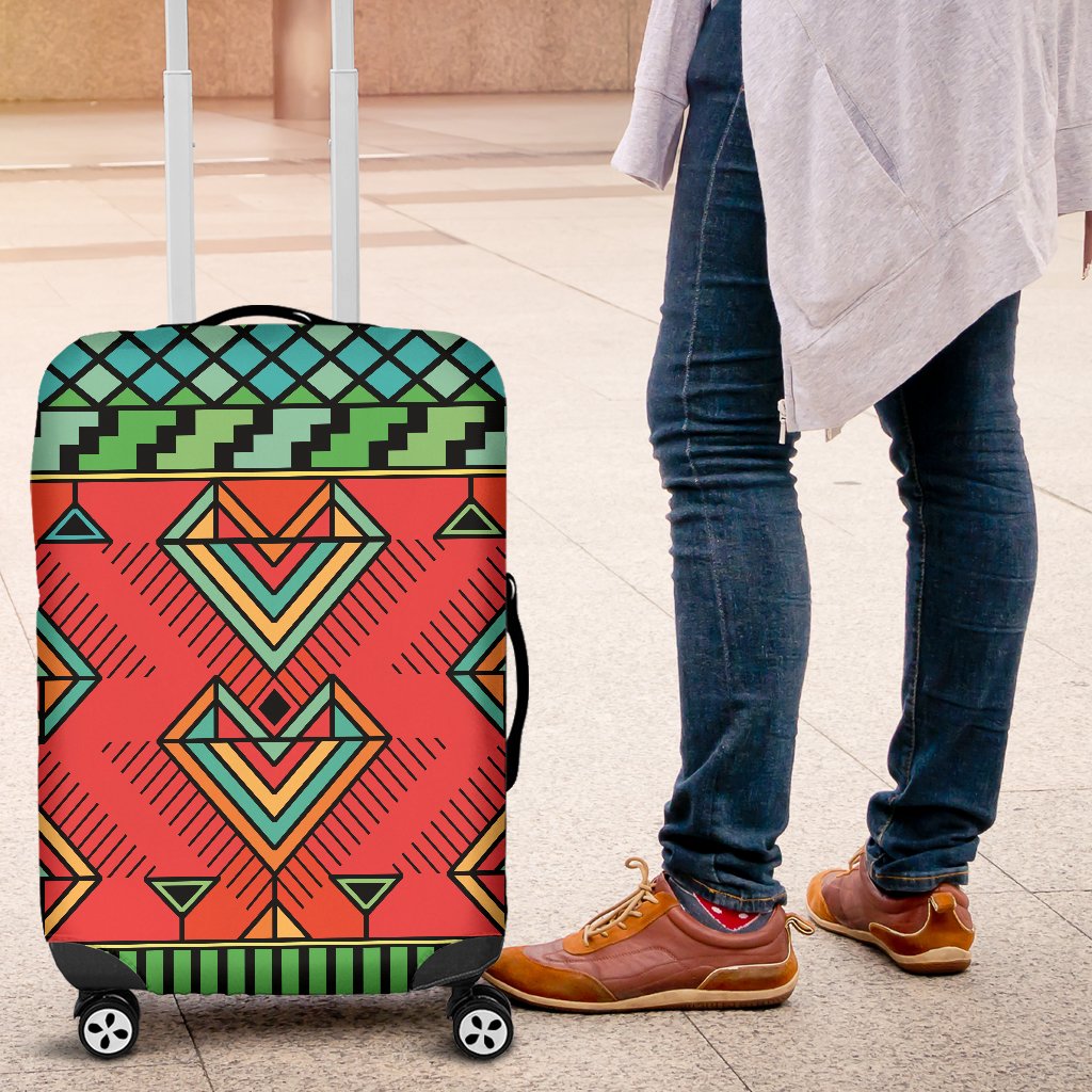 African Colorful Zigzag Print Pattern Luggage Cover Protector