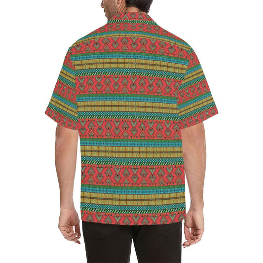 African Colorful Zigzag Print Pattern Men Aloha Hawaiian Shirt