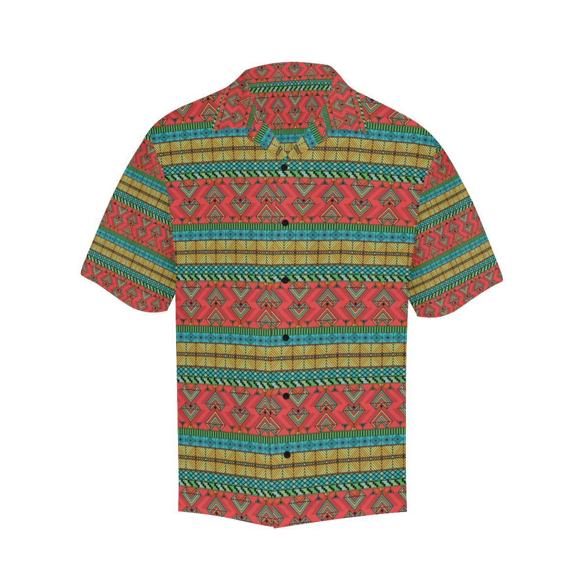 African Colorful Zigzag Print Pattern Men Aloha Hawaiian Shirt