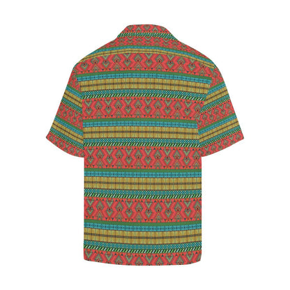 African Colorful Zigzag Print Pattern Men Aloha Hawaiian Shirt