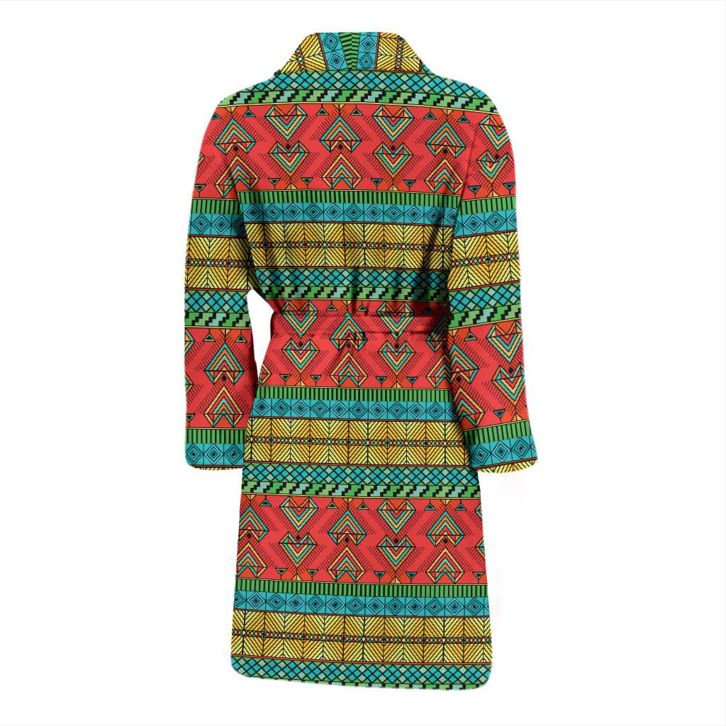 African Colorful Zigzag Print Pattern Men Bath Robe-JTAMIGO.COM