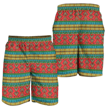African Colorful Zigzag Print Pattern Mens Shorts-JTAMIGO.COM