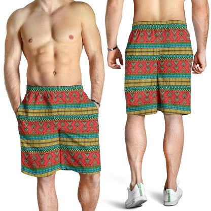 African Colorful Zigzag Print Pattern Mens Shorts-JTAMIGO.COM