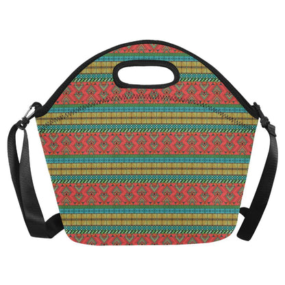 African Colorful Zigzag Print Pattern Neoprene Lunch Bag (Model 1669)(Large)-JTAMIGO.COM
