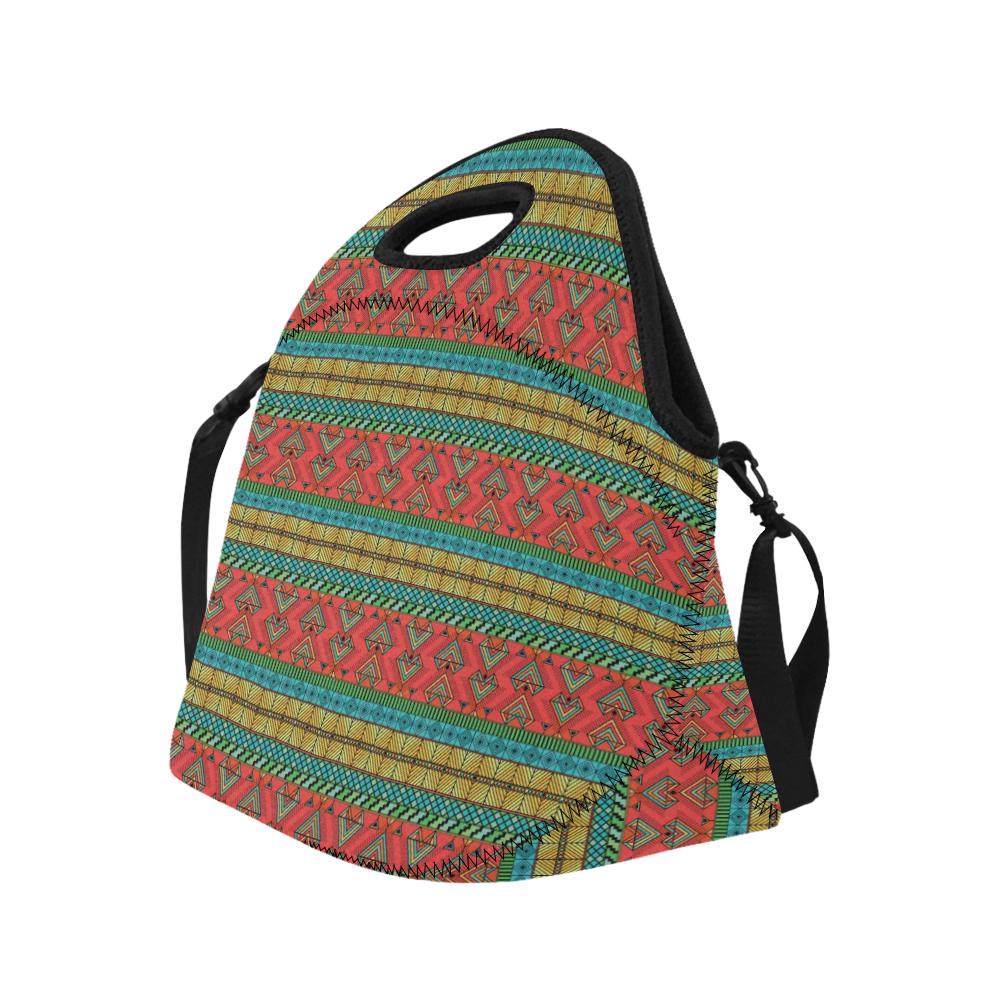 African Colorful Zigzag Print Pattern Neoprene Lunch Bag (Model 1669)(Large)-JTAMIGO.COM