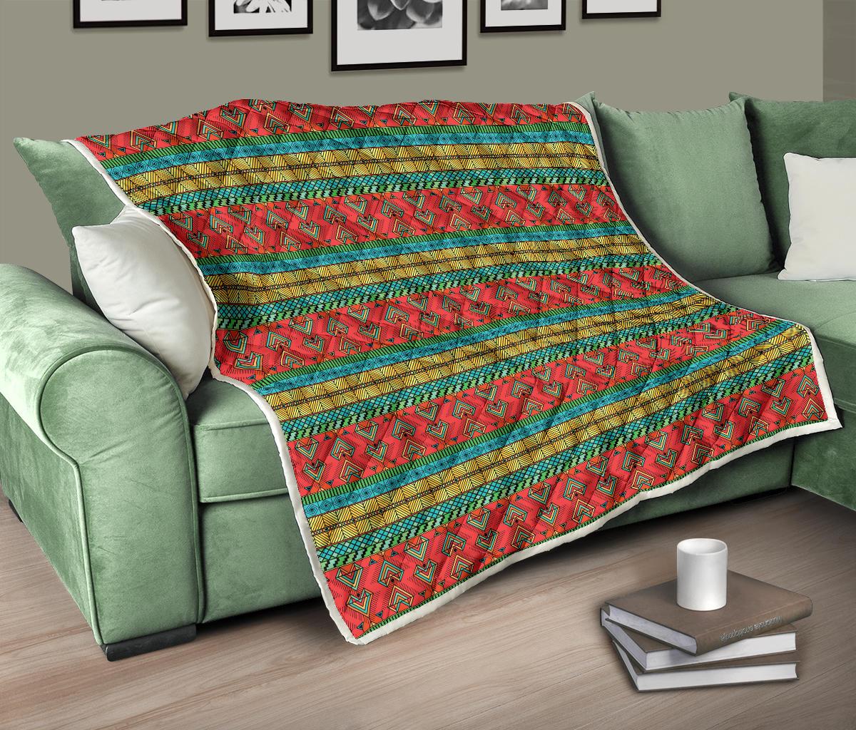 African Colorful Zigzag Print Pattern Premium Quilt-JTAMIGO.COM
