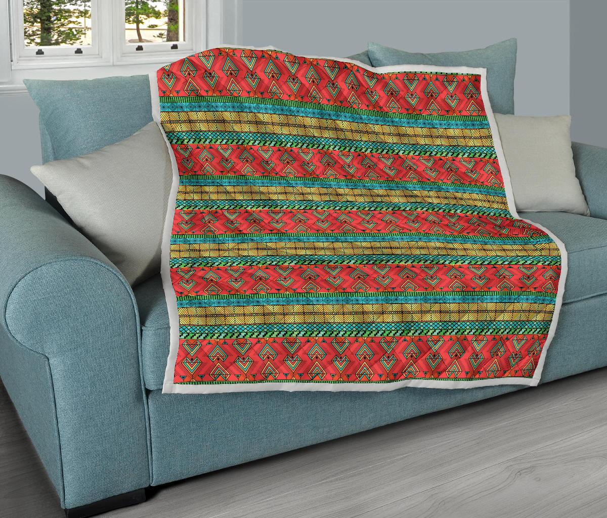 African Colorful Zigzag Print Pattern Premium Quilt-JTAMIGO.COM