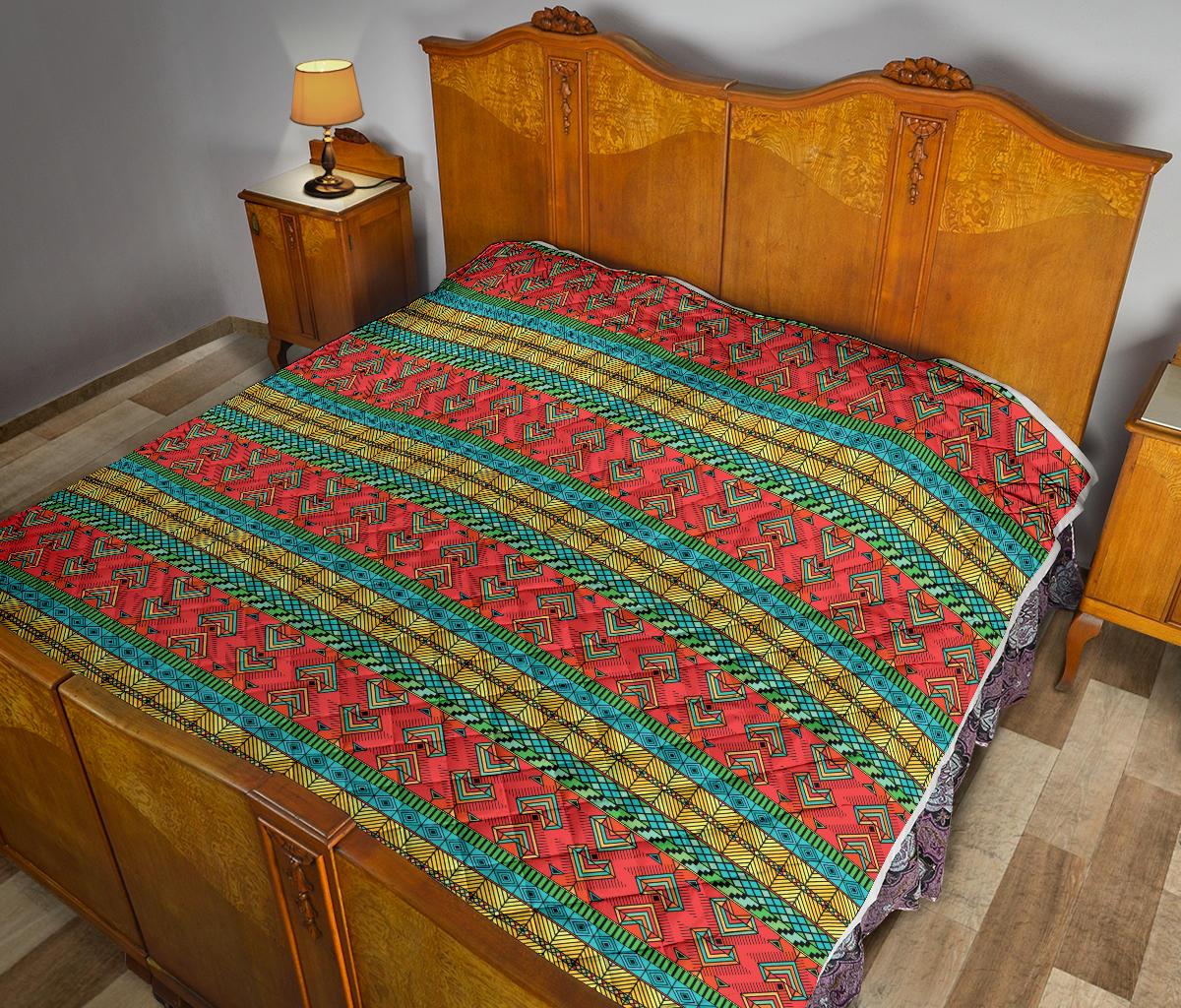 African Colorful Zigzag Print Pattern Premium Quilt-JTAMIGO.COM
