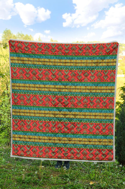 African Colorful Zigzag Print Pattern Premium Quilt-JTAMIGO.COM