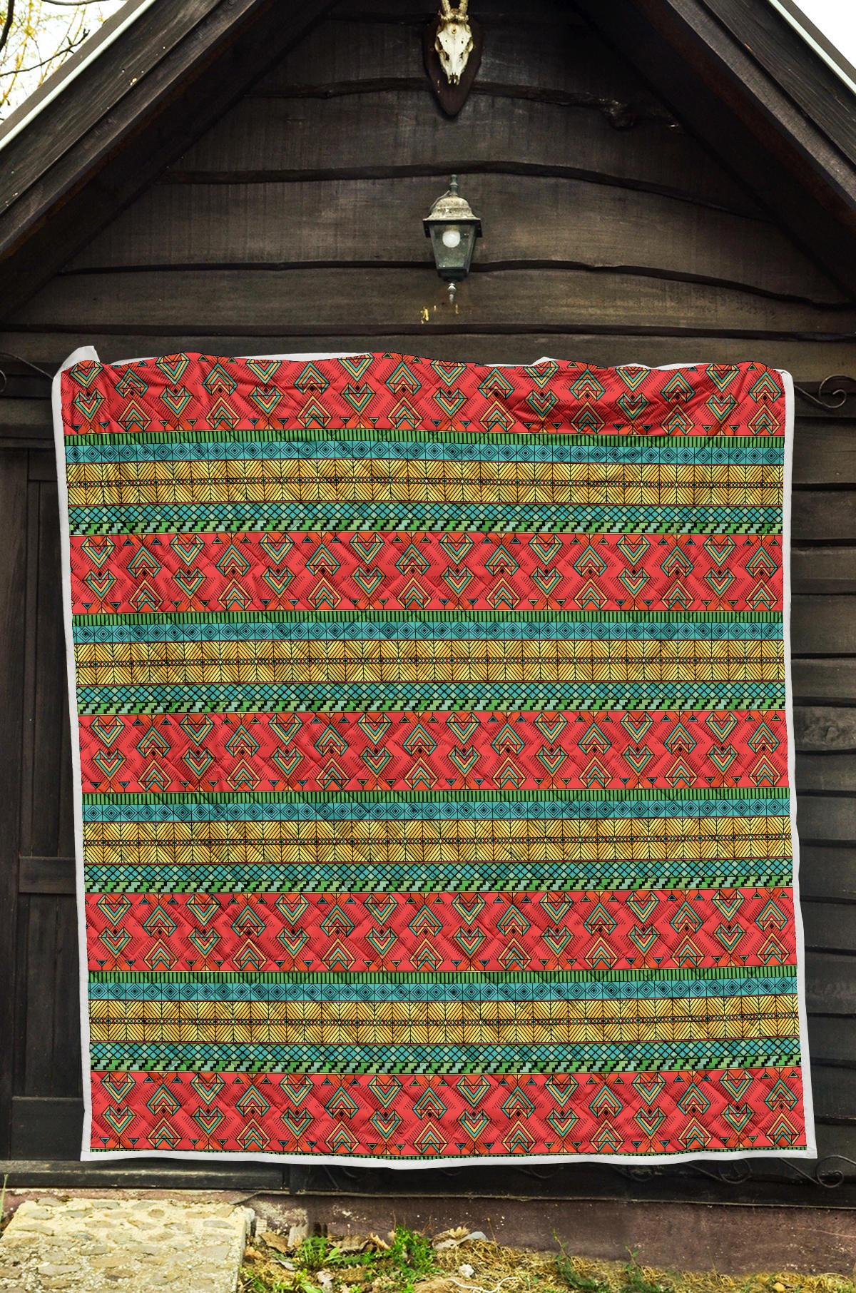 African Colorful Zigzag Print Pattern Premium Quilt-JTAMIGO.COM