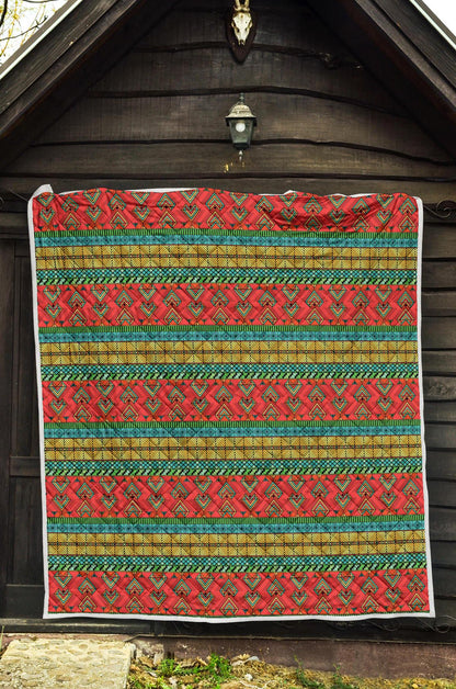 African Colorful Zigzag Print Pattern Premium Quilt-JTAMIGO.COM