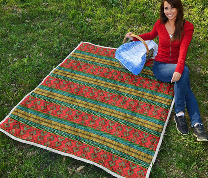 African Colorful Zigzag Print Pattern Premium Quilt-JTAMIGO.COM