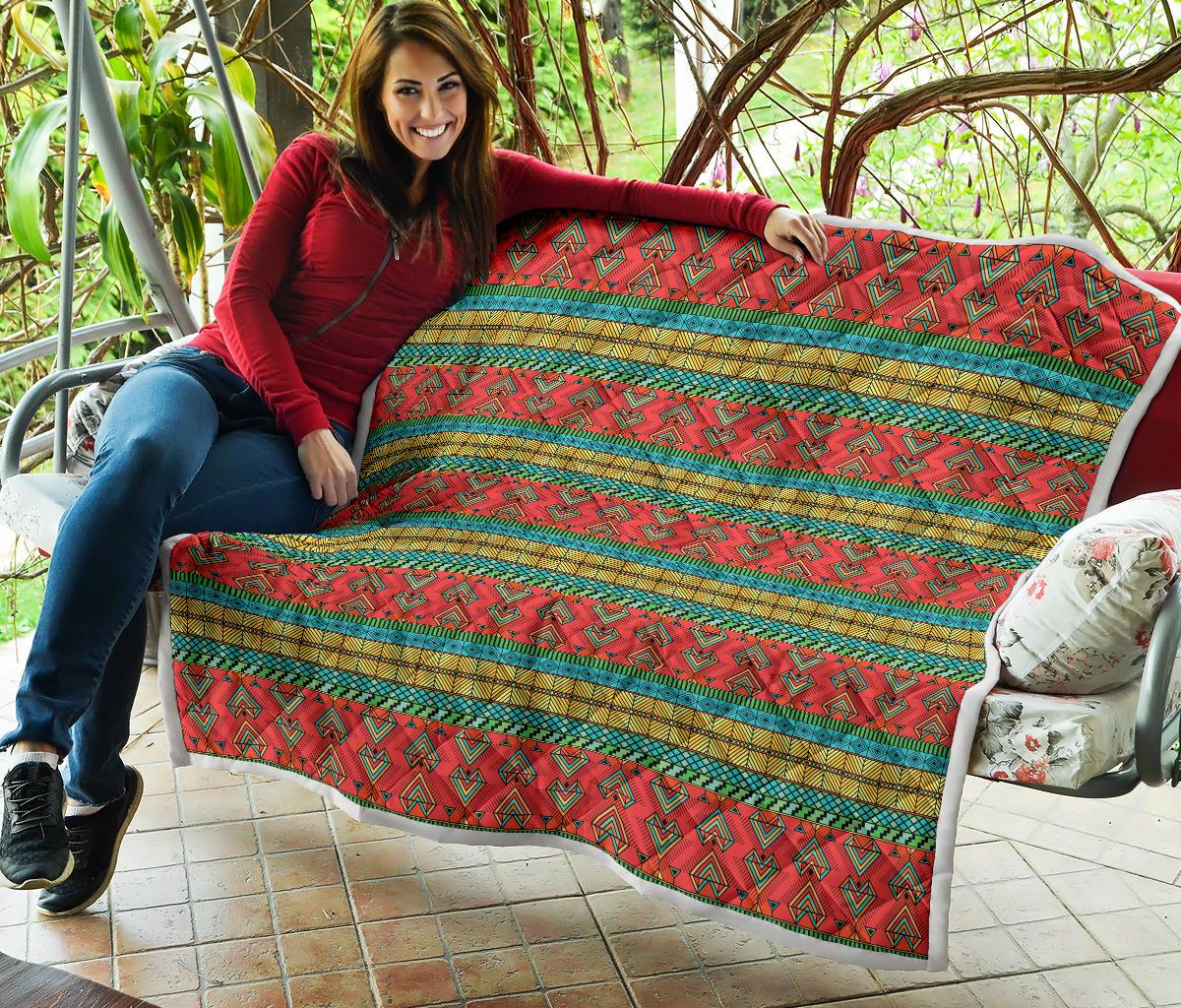 African Colorful Zigzag Print Pattern Premium Quilt-JTAMIGO.COM