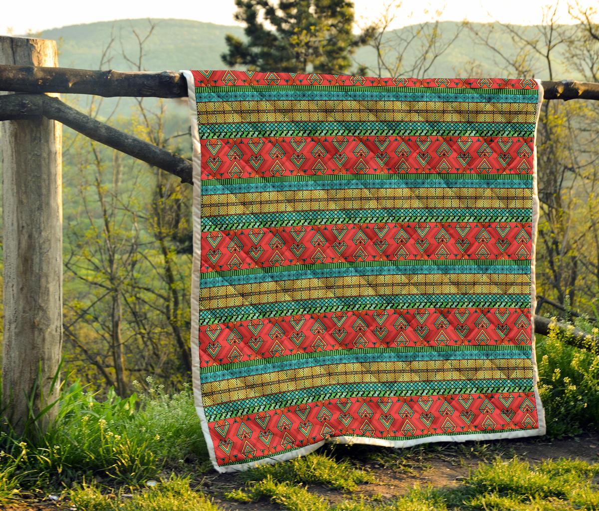 African Colorful Zigzag Print Pattern Premium Quilt-JTAMIGO.COM