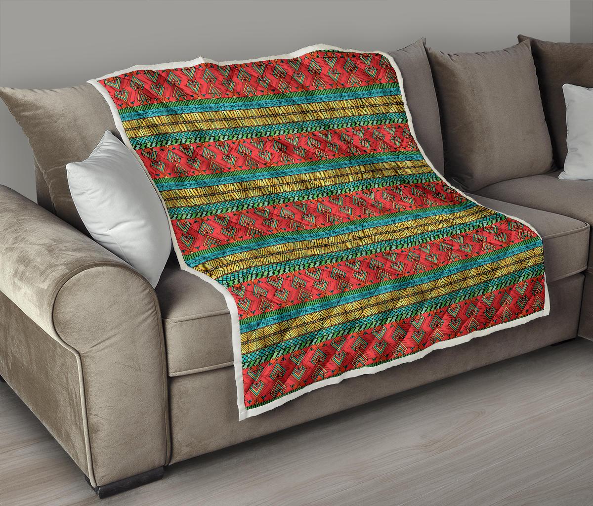 African Colorful Zigzag Print Pattern Premium Quilt-JTAMIGO.COM