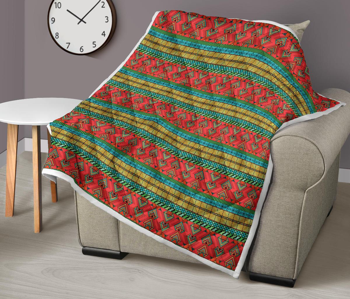 African Colorful Zigzag Print Pattern Premium Quilt-JTAMIGO.COM