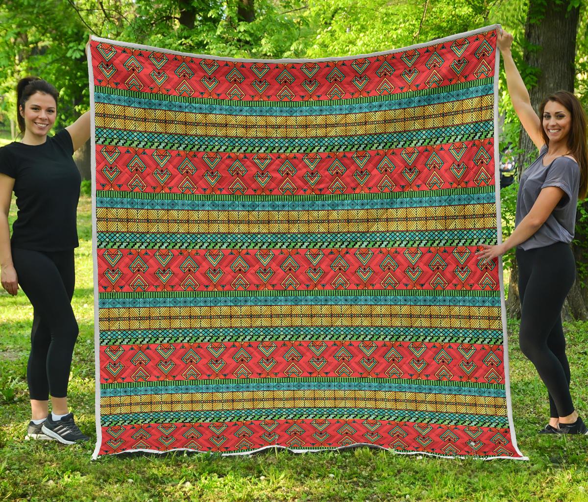 African Colorful Zigzag Print Pattern Premium Quilt-JTAMIGO.COM