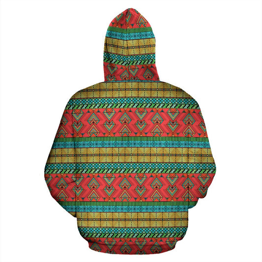 African Colorful Zigzag Print Pattern Pullover Hoodie