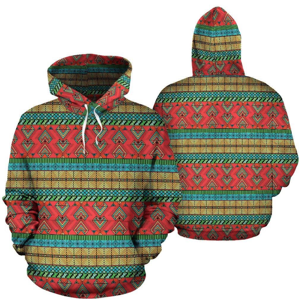 African Colorful Zigzag Print Pattern Pullover Hoodie