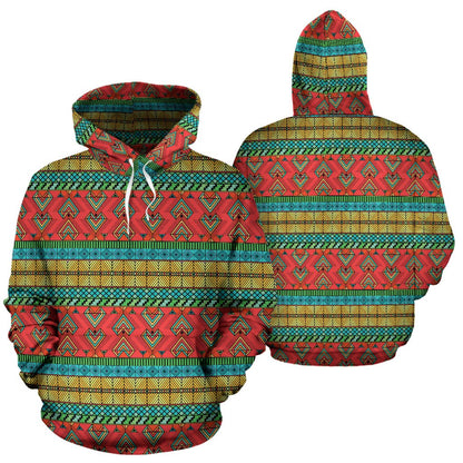 African Colorful Zigzag Print Pattern Pullover Hoodie
