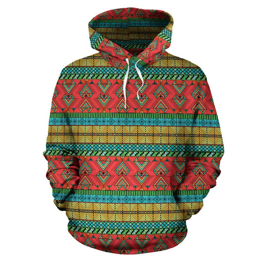 African Colorful Zigzag Print Pattern Pullover Hoodie