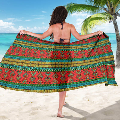 African Colorful Zigzag Print Pattern Sarong Pareo Wrap