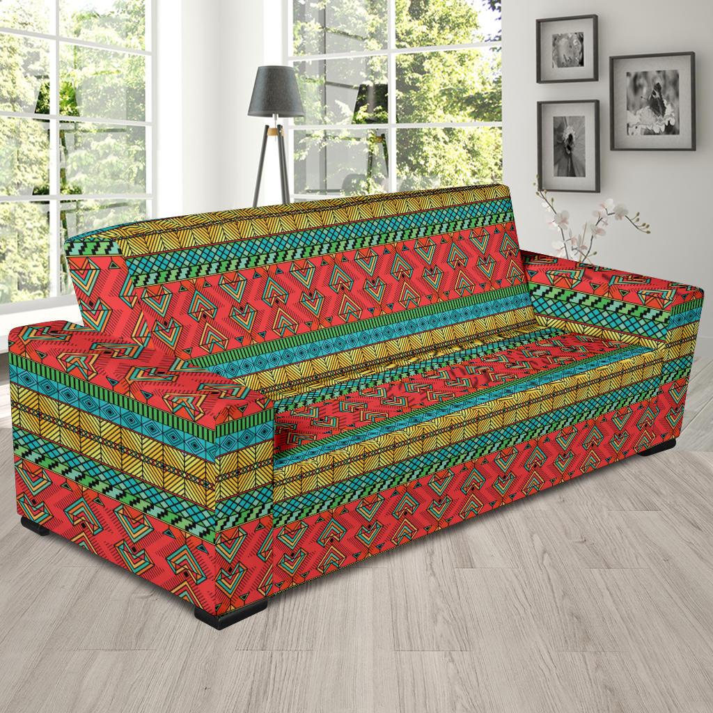 African Colorful Zigzag Print Pattern Sofa Slipcover-JTAMIGO.COM