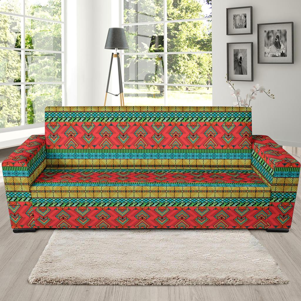 African Colorful Zigzag Print Pattern Sofa Slipcover-JTAMIGO.COM