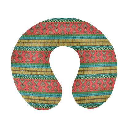African Colorful Zigzag Print Pattern U-Shaped Travel Neck Pillow-JTAMIGO.COM