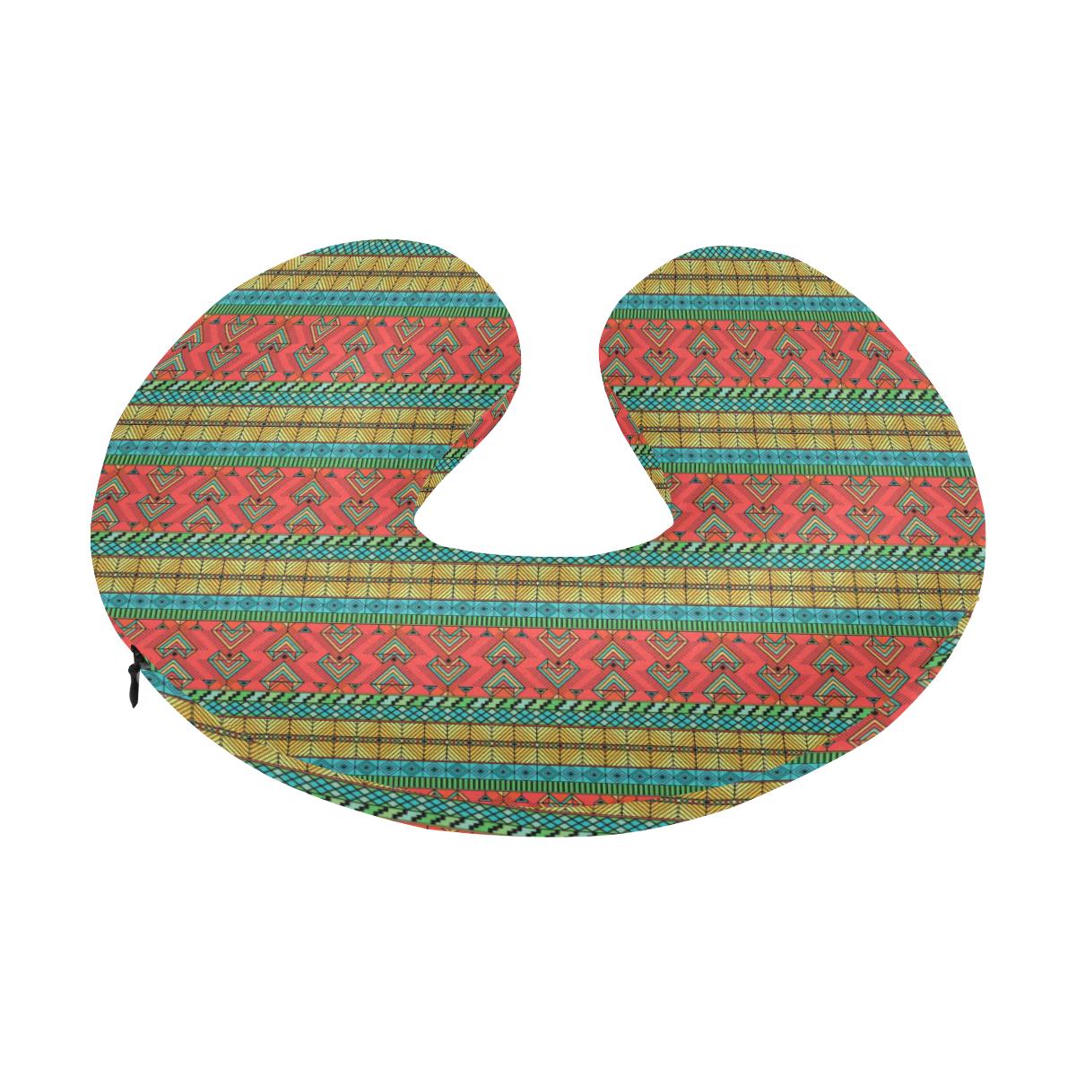 African Colorful Zigzag Print Pattern U-Shaped Travel Neck Pillow-JTAMIGO.COM