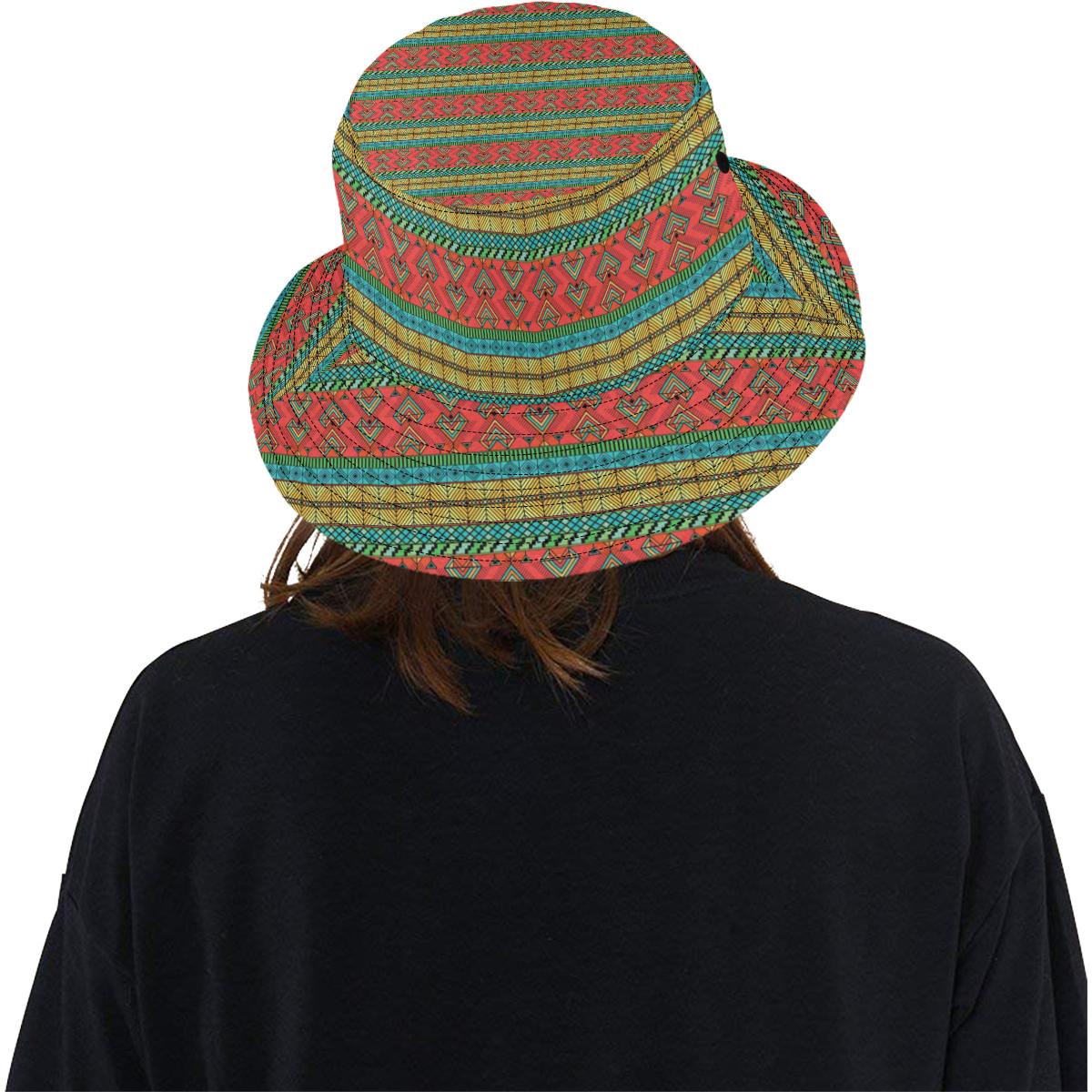 African Colorful Zigzag Print Pattern Unisex Bucket Hat