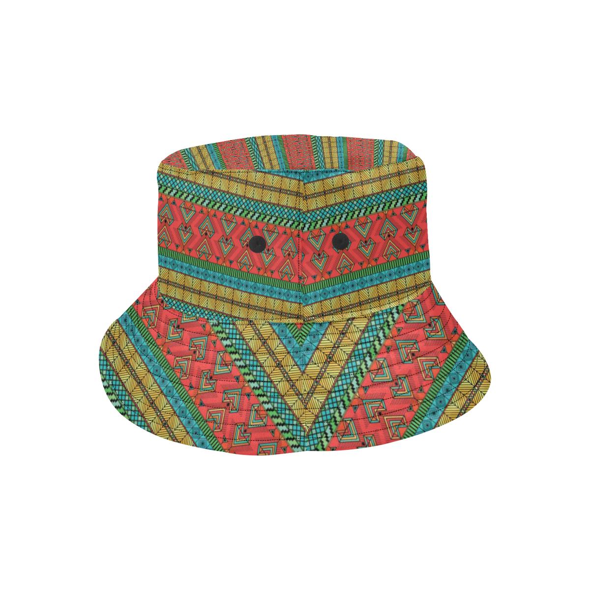 African Colorful Zigzag Print Pattern Unisex Bucket Hat