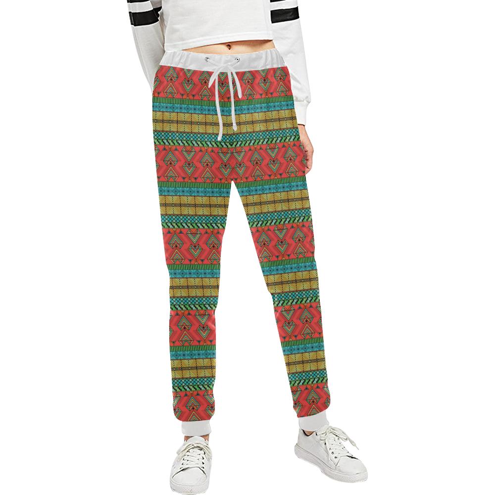 African Colorful Zigzag Print Pattern Unisex Casual Sweatpants (Model L11)-JTAMIGO.COM