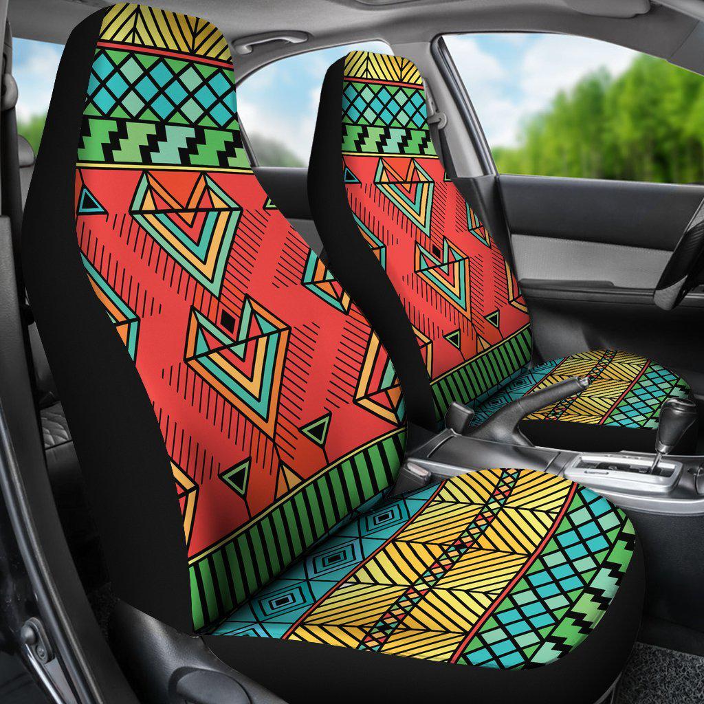African Colorful Zigzag Print Pattern Universal Fit Car Seat Covers