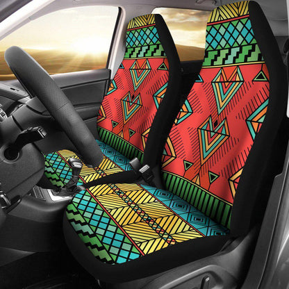 African Colorful Zigzag Print Pattern Universal Fit Car Seat Covers