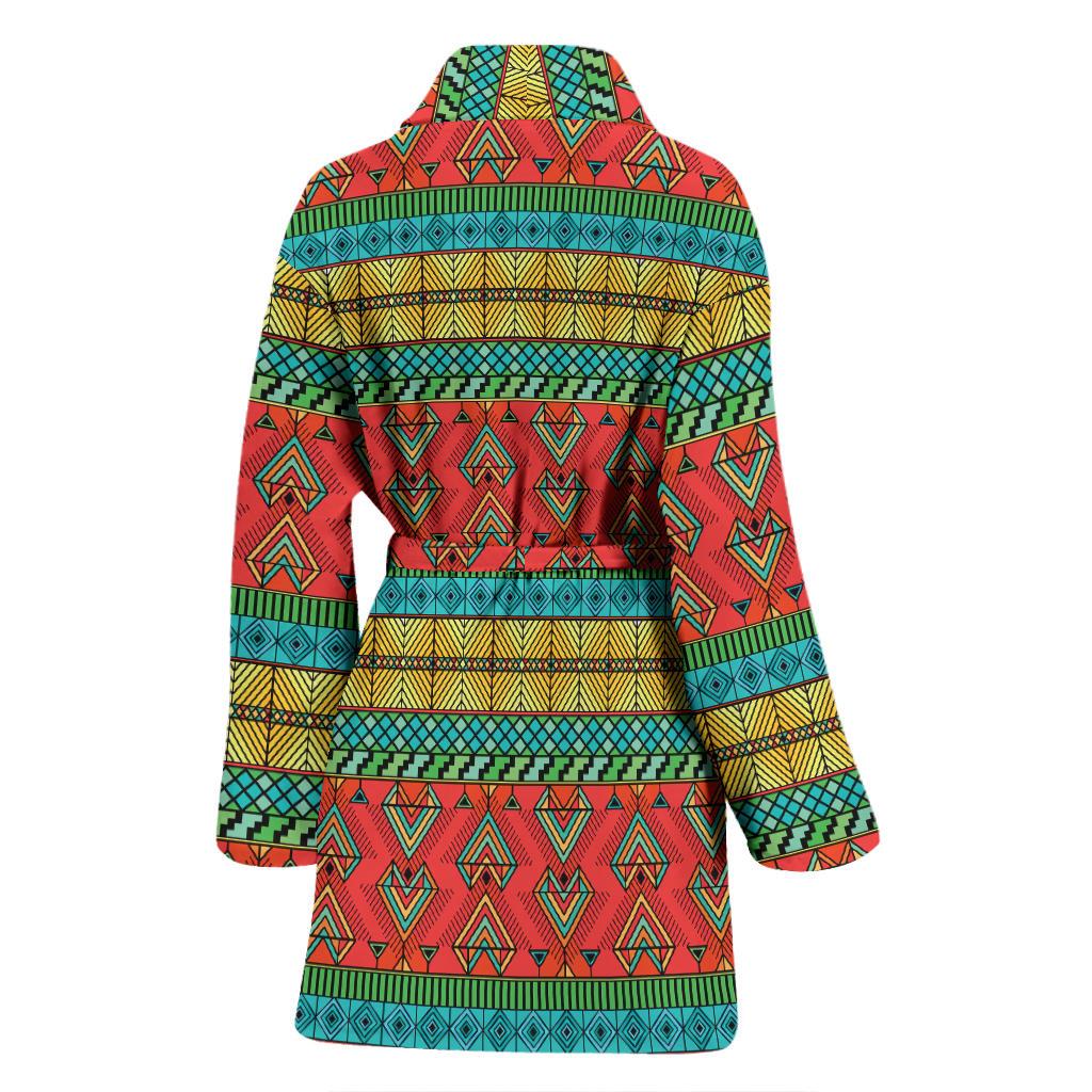African Colorful Zigzag Print Pattern Women Bath Robe-JTAMIGO.COM