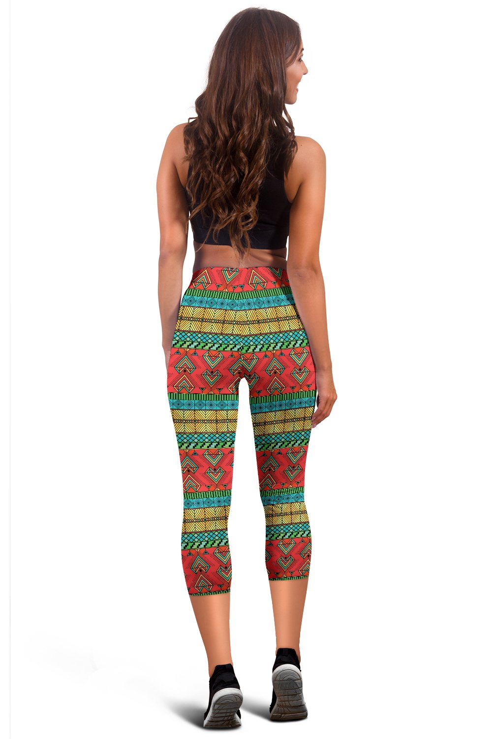 African Colorful Zigzag Print Pattern Women Capris