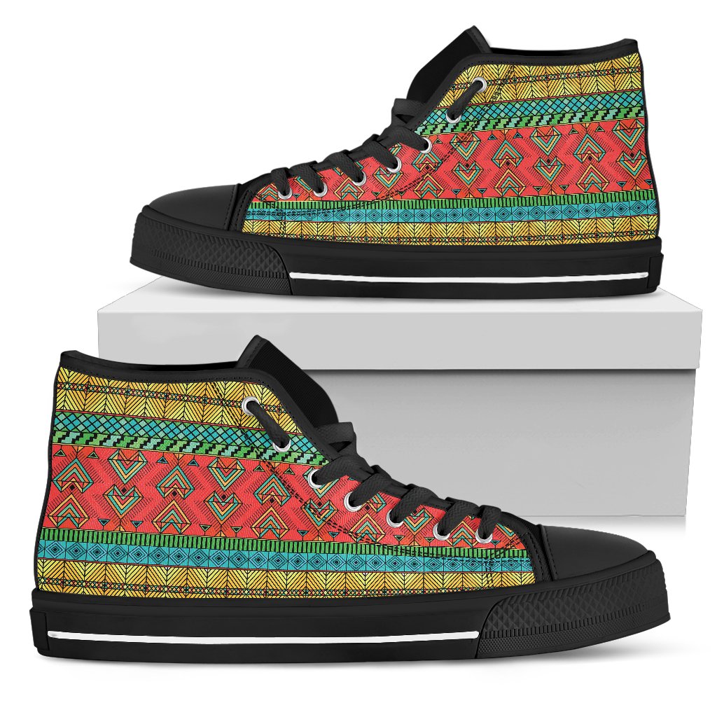 African Colorful Zigzag Print Pattern Women High Top Shoes