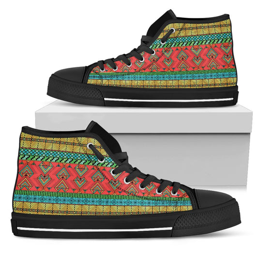 African Colorful Zigzag Print Pattern Women High Top Shoes