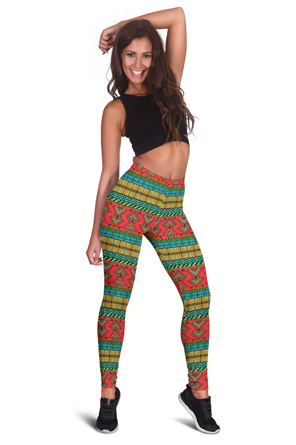 African Colorful Zigzag Print Pattern Women Leggings