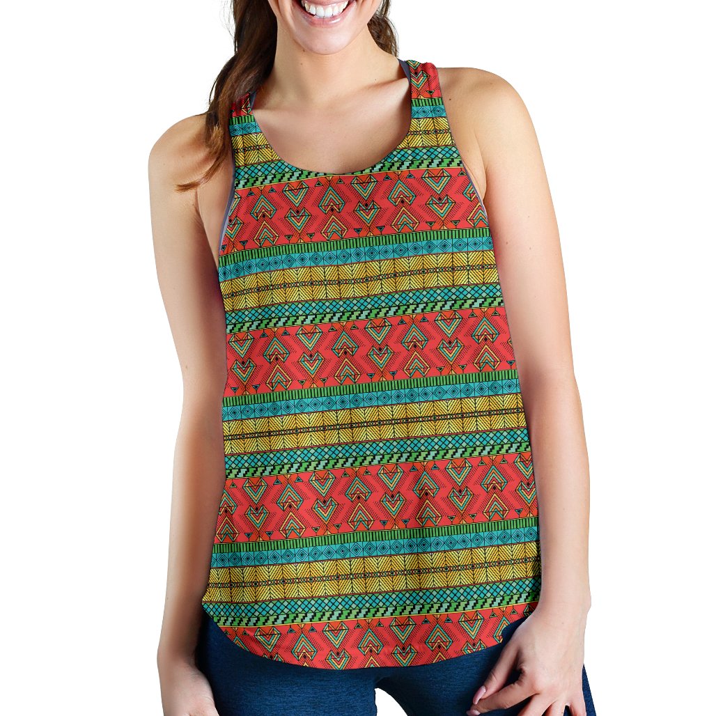 African Colorful Zigzag Print Pattern Women Racerback Tank Top