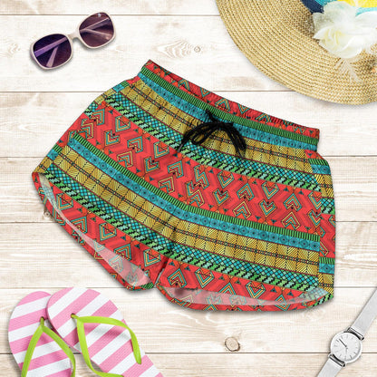 African Colorful Zigzag Print Pattern Women Shorts-JTAMIGO.COM