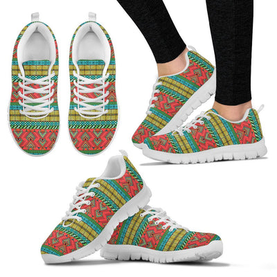 African Colorful Zigzag Print Pattern Women Sneakers Shoes