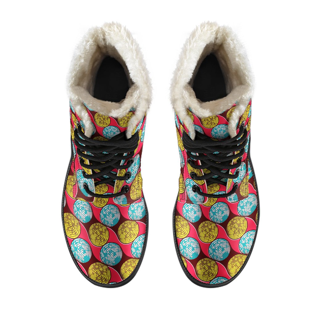 African Fashion Print Pattern Faux Fur Leather Boots-JTAMIGO.COM