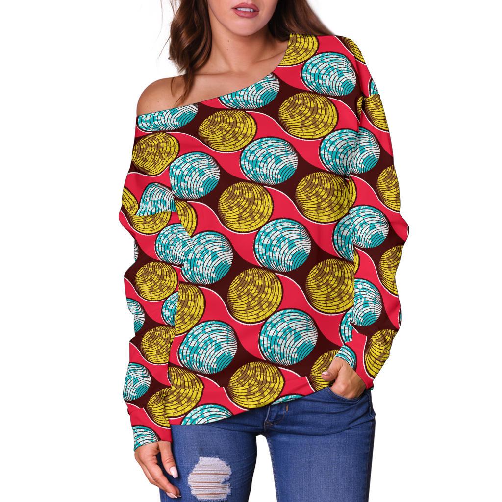 African Fashion Print Pattern Off Shoulder Sweatshirt