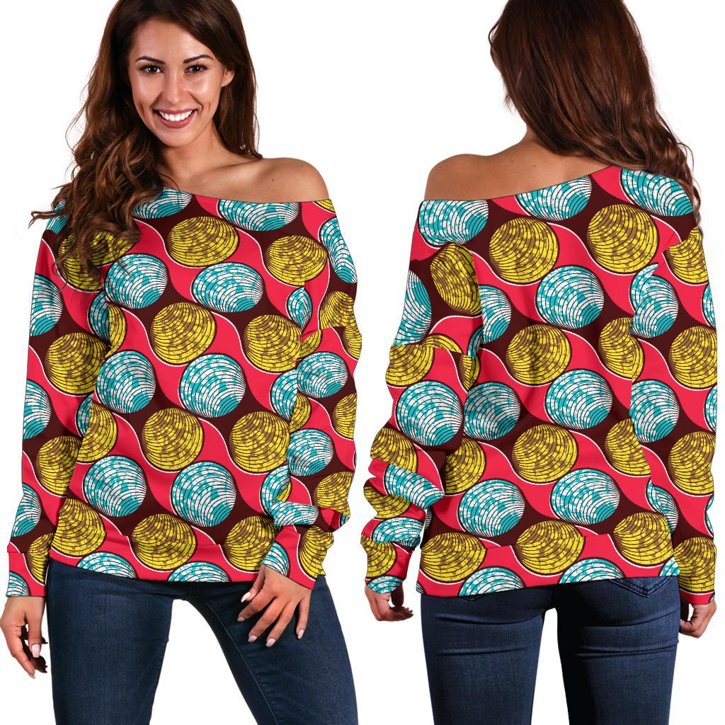 African Fashion Print Pattern Off Shoulder Sweatshirt