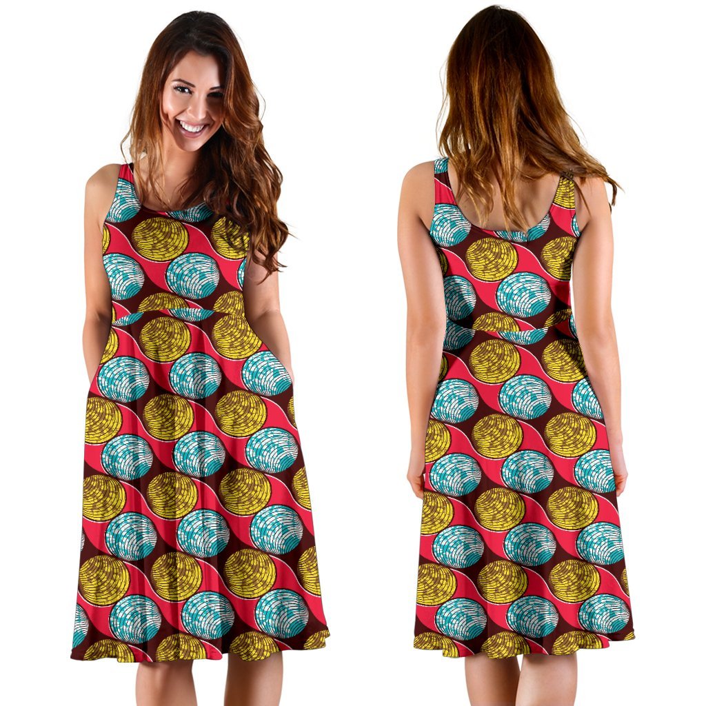 African Fashion Print Pattern Sleeveless Dress