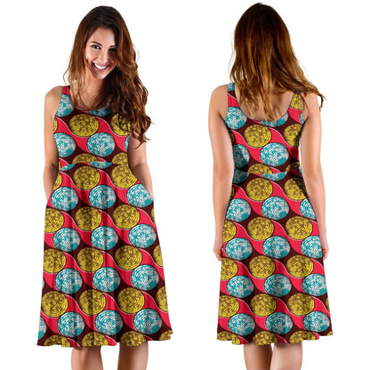 African Fashion Print Pattern Sleeveless Dress